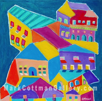 Houses in the Sky 
24 x 24 acrylic on canvas 